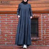 zanzea retro aid mubarek fashion dubai abaya turkey hijab muslim dress kaftan autumn caftanwomen robe femme islam clothing