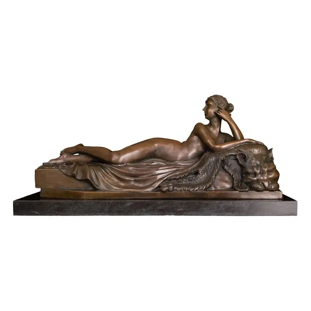 

ArtsHom DS-270 Collectible livingroom decoration bronze Lying Down Erotic sexy lady statue Western Naked Woman Figurines Art