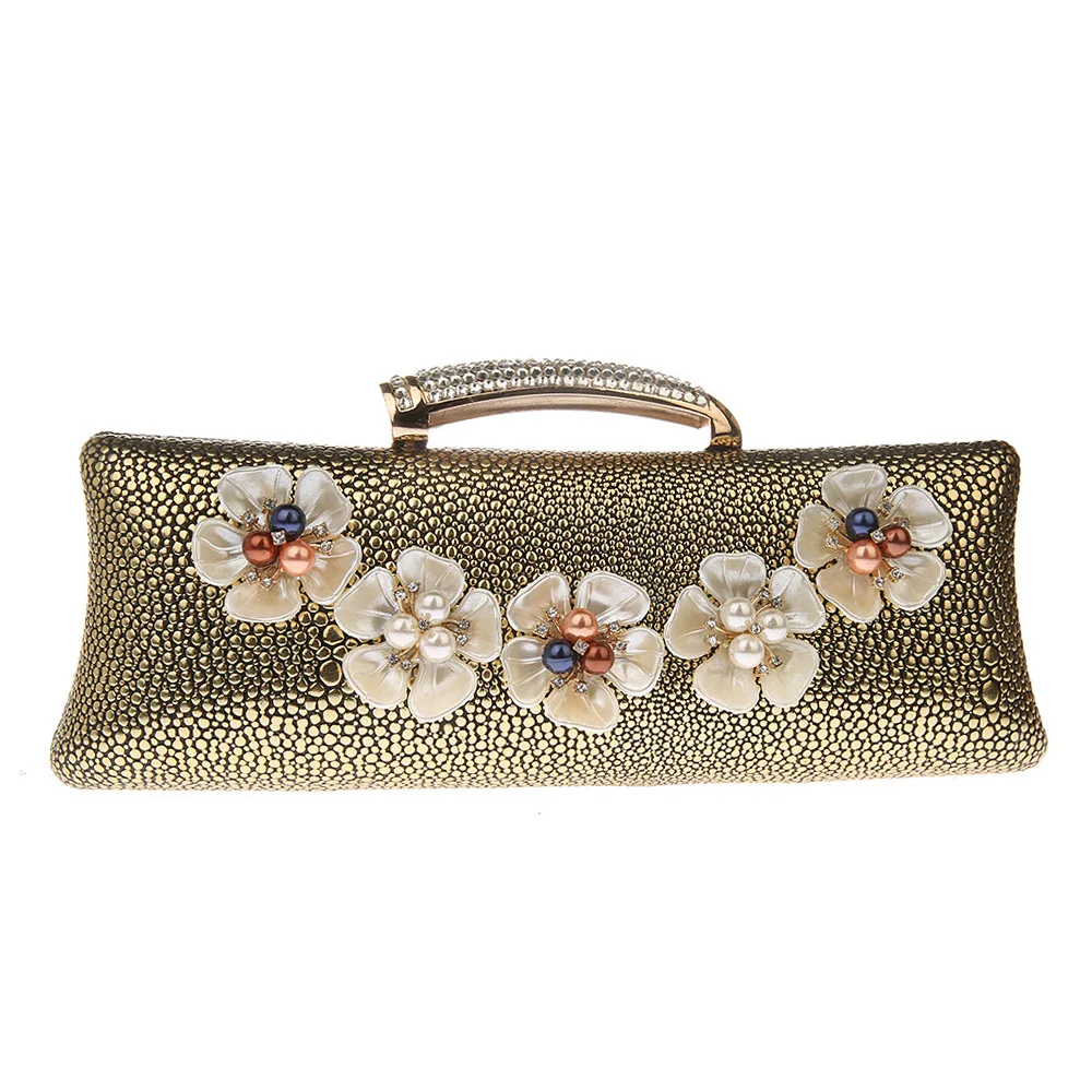 2022 New Shell Pearl Flower Evening Bag Day Clutch Hand Bride Free Shipping Bling Gold Wedding Purse Female Handbag WY226 | Багаж и сумки