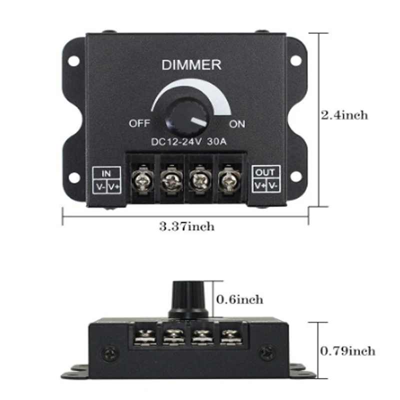 

LED Dimmer Switch Brightness Adjust Controller for 3528 5050 5730 5630 Single Color Strip Light DC 12V 24V 8A 30A Black/White