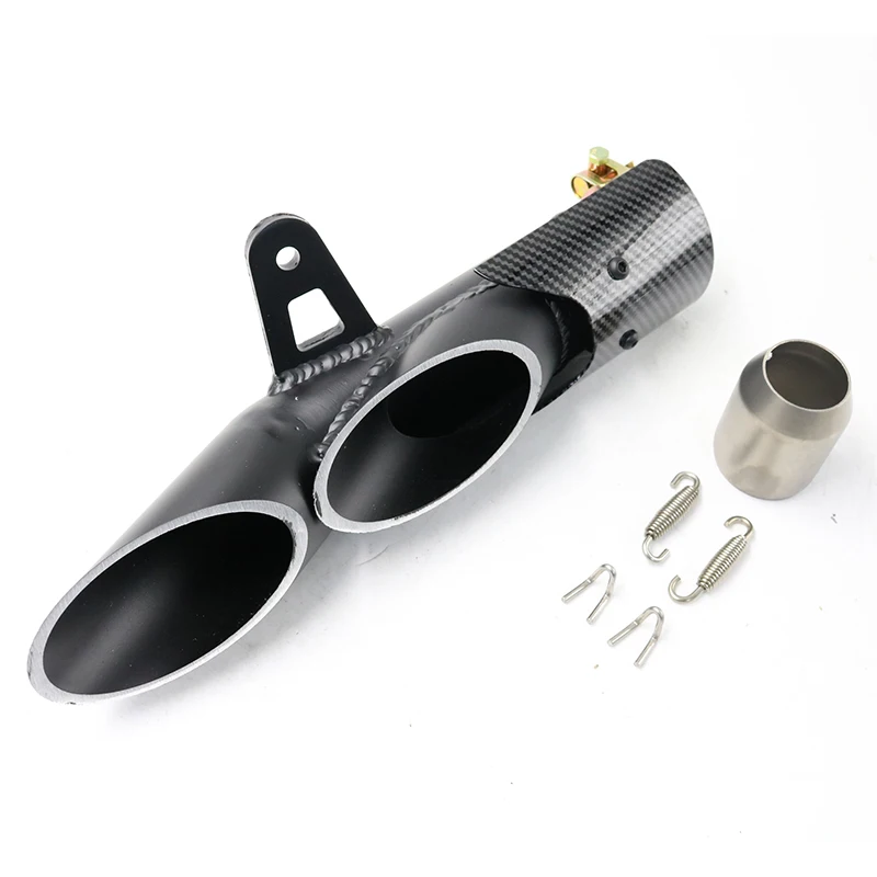 

Выхлопной глушитель для мотоцикла, выхлопная труба из нержавеющей стали с двойным отверстием, большой ряд, для R6, Z900, Zx6r, Cbr500r, Gsxr1000