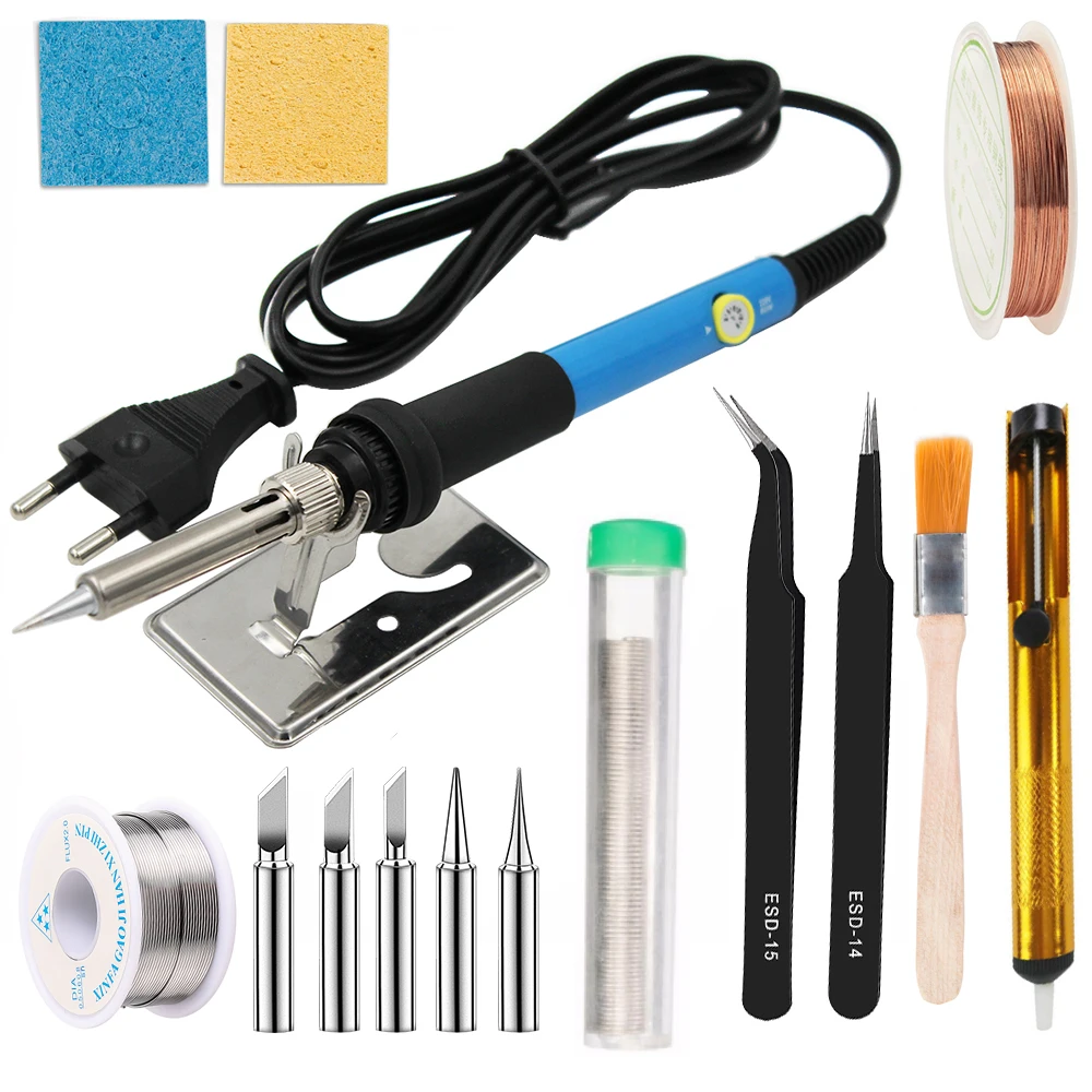 60W Adjustable Temperature Electric Soldering Iron 220V EU Plug Welding Solder Rework Station Heat Pencil Tips Repair Tool | Инструменты