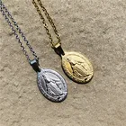 Ожерелье женское из нержавеющей стали, с подвеской в виде креста Девы Богоматери, медальон с изображением Марии, 10 шт.