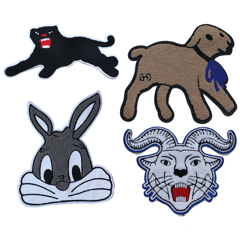 Cartoon Decorative Patch Sheep Black panther Rabbit icon Towel Embroidered Applique Patches For DIY Iron on Badges clothes | Дом и сад