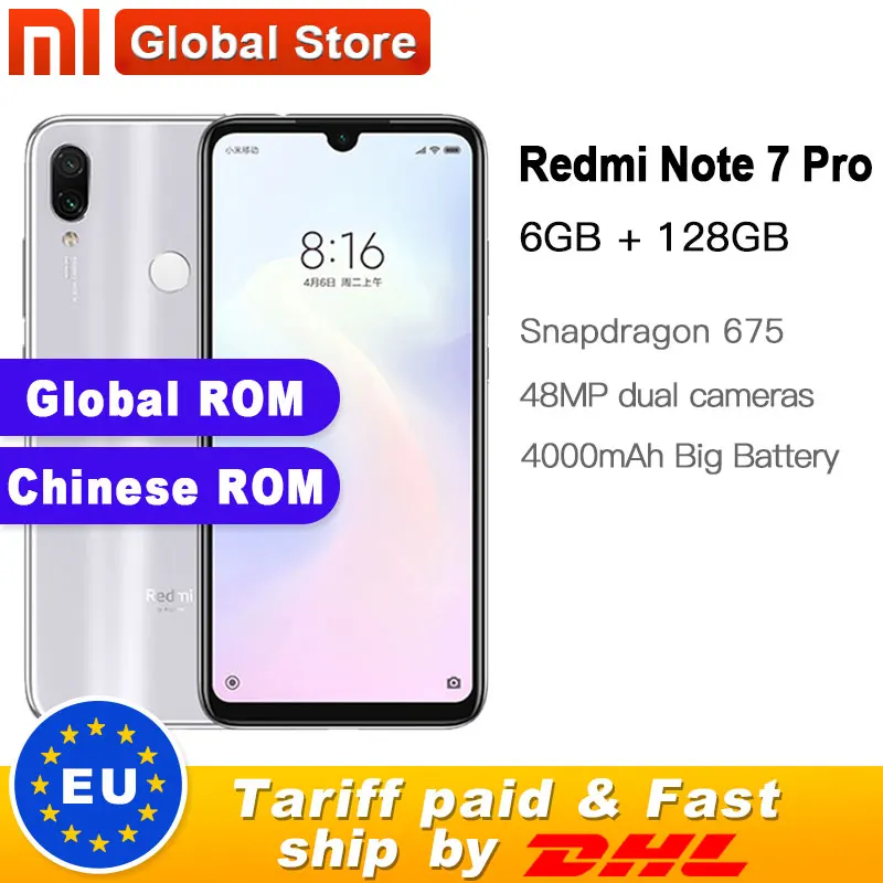 Глобальный Встроенная память Xiaomi Redmi Note 7 Pro 128 ГБ 6 Гб мобильный телефон Snapdragon 675 Octa