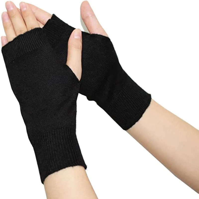 

2021 Fashion Mittens Winter Knitted Arm Fingerless Warm Gloves Solid Color Fingerless Soft Gloves for Women Girl Keep Hand Warm