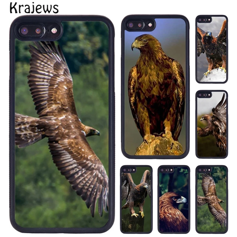 Резиновый чехол krajew с изображением золотого орла для телефона iPhone X XR XS 11 12 Pro MAX 5 6