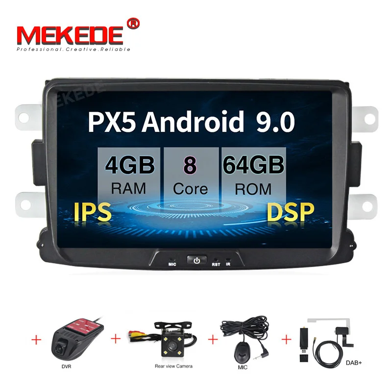 " DSP ips, 4 ГБ, 64 ГБ, Android 9,0 автомобиля gps для Dacia Sandero тряпкой Renault Captur Лада Xray2 Logan 2 без dvd плеер Авто Радио