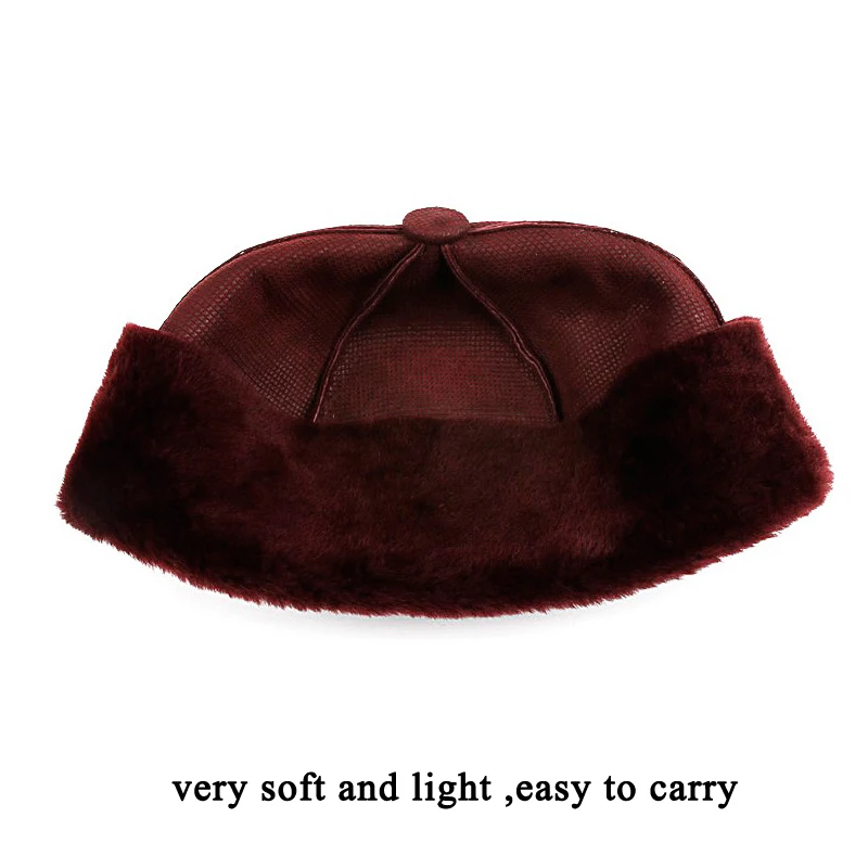 Winter Warm Fur Hat Men Women 100% Fur One Soft Watermelon Bonnet Female Fleece Portable Windproof  Beanie male Wool Bomber Caps