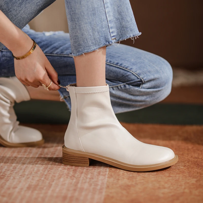 

2021 New Autumn/Winter Fashion Women Shoes Round Toe Low Heel Women Boots Solid Ankle Boots for Women Women Boots Chunky Boots