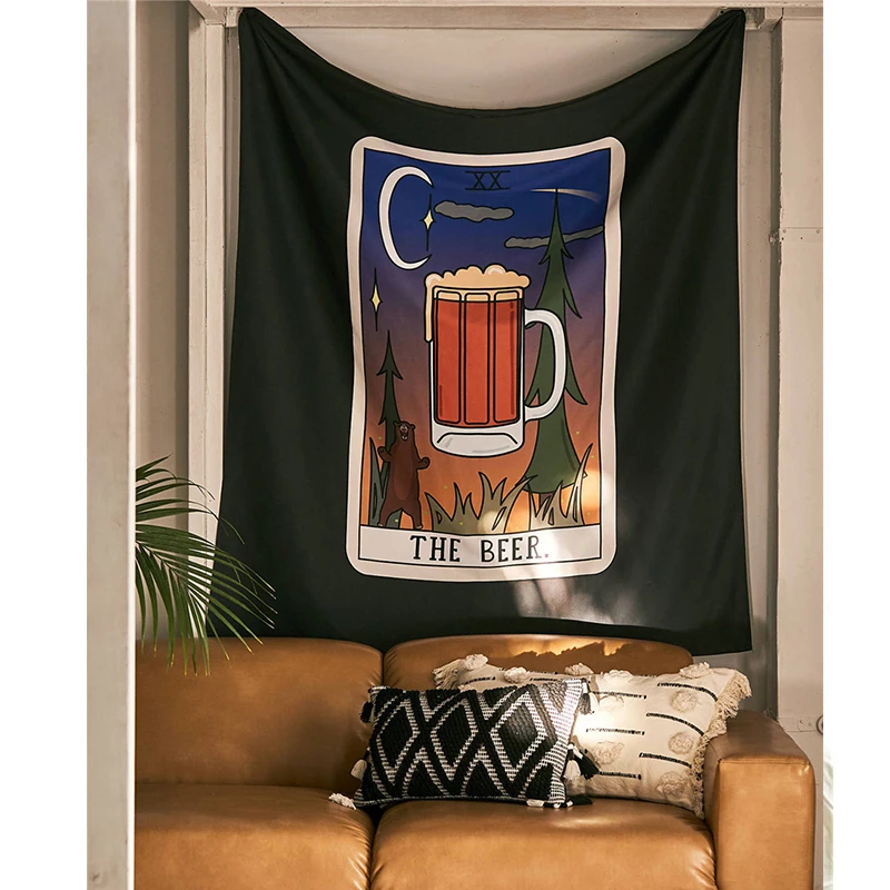 Кофейный гобелен Tarot настенный с рисунком винного кота Ведьмак мандала ткань в