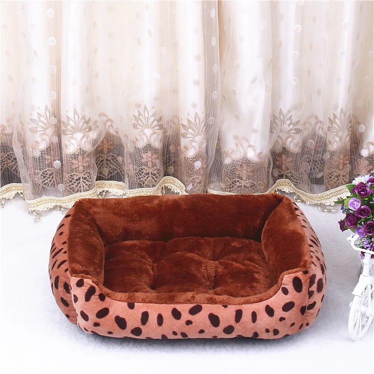 light brown leopard Лежанки для больших собак, теплые мягкие матрацы для маленьких собак, моющиеся диваны для домашних животных, матрац для клетки, большой размер XXL - Цвет: light brown leopard
