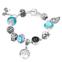 2020 new bracelet european and american popular diy beaded bracelet cherry blossom butterfly pan family style charm bracelet