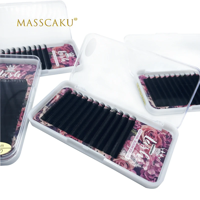 

MASSCAKU Automatic Flowering Eyelash Extension Fast Fans Lashes Easy Blooming Eyelashes 0.05-0.10mm Silk False Lash Handmade