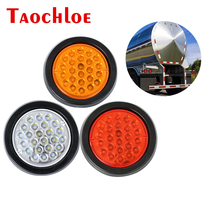 

2Pcs Truck Trailer LED Tail Light 24V Reverse Brake Turn Signal Lamps Round Rear Light Tractor Lorry Pickup RV ATV Car Back Lamp