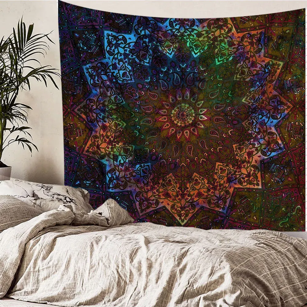 Индийский традиционный хлопковый гобелен с рисунком мандалы украшение для