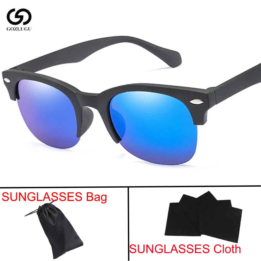 Поляризованные солнцезащитные очки мужские круглые с полуободковой оправой