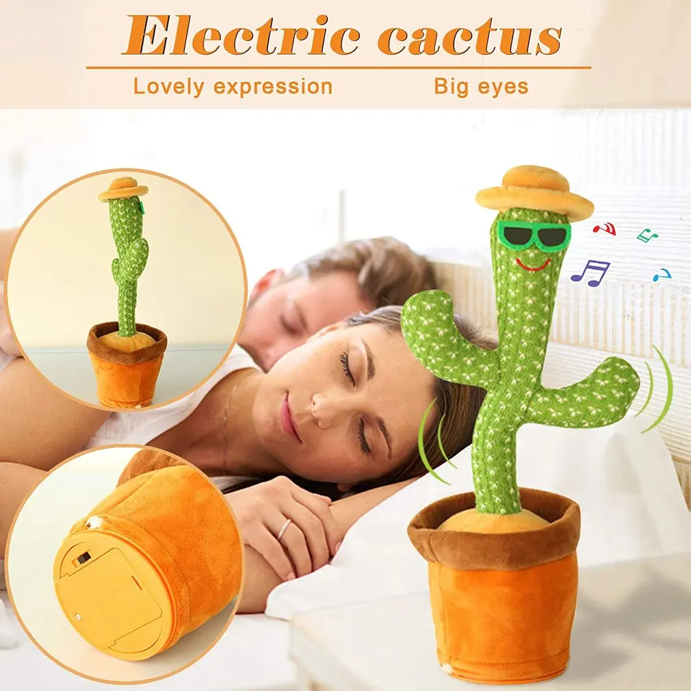 

Wriggle Dancing Cactus Sing Electronic Plush Toy Decoration For Kids Funny Early Childhood Education Toys