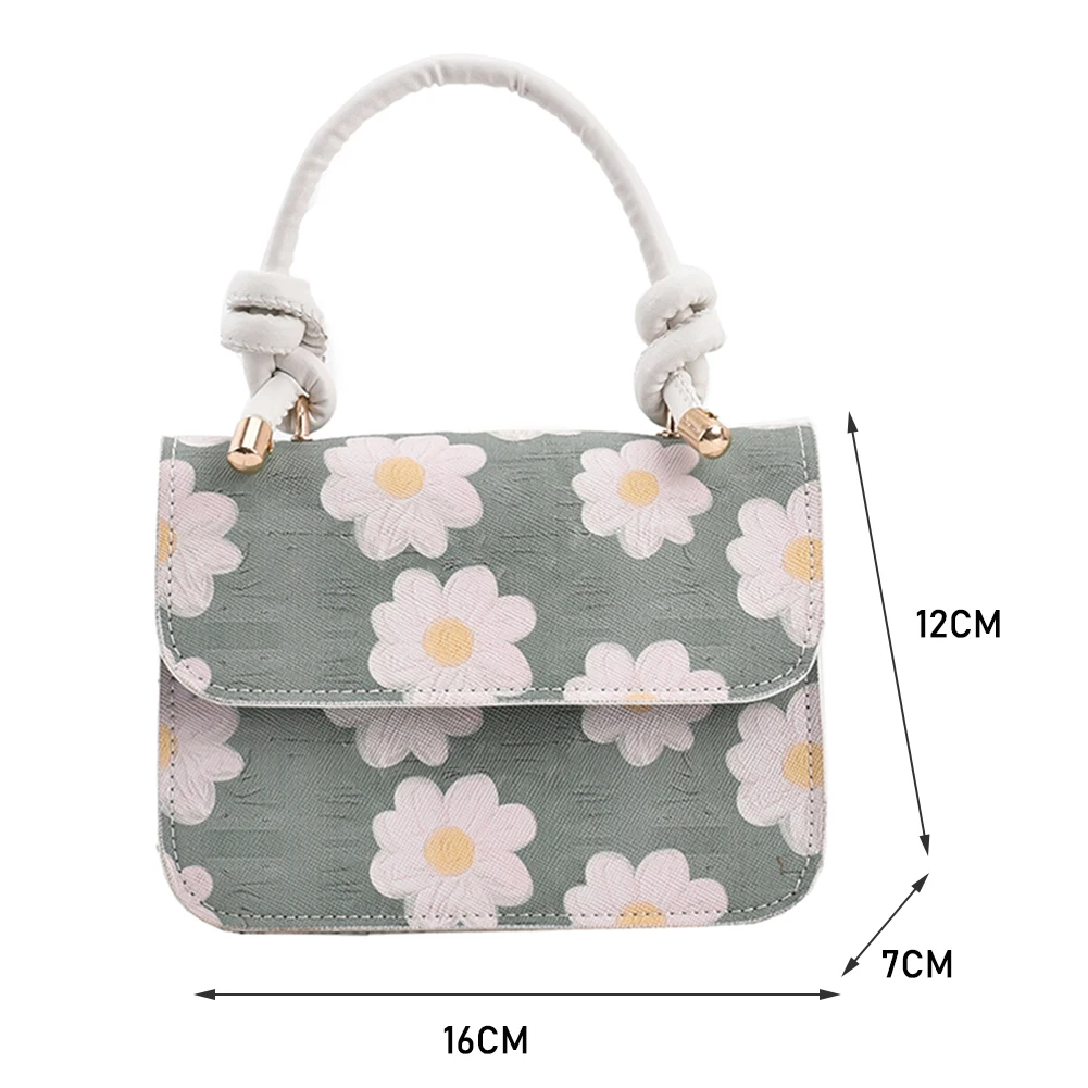 

2021 New Fashion Women Fresh Flowers Printing PU Leather Shoulder Crossbody Messenger Bag Casual Ladies Chain Mini Handbags