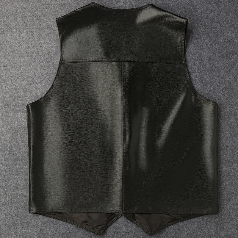 2021 Men's First Layer Cowhide Vest Spring and Autumn Outdoor Leisure Handsome | Мужская одежда