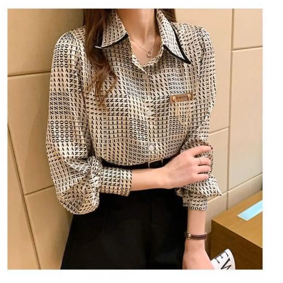 Женская шифоновая рубашка на пуговицах весна-лето-осень 2021 | одежда