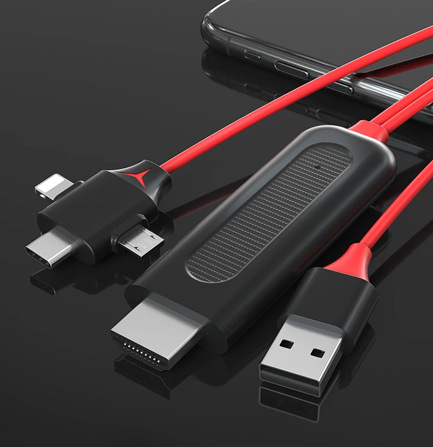 Кабель HDTV зеркальный экран литой адаптер для IOS Micro USB Type C Android Phone To TV Video конвертер
