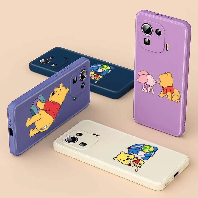 

Liquid Silicone TPU Cover Disney Pooh For Xiaomi 11 Ultra 10T 10S 10i 10 9 11T 11i 9SE 8SE Pro Lite 5G Phone Case