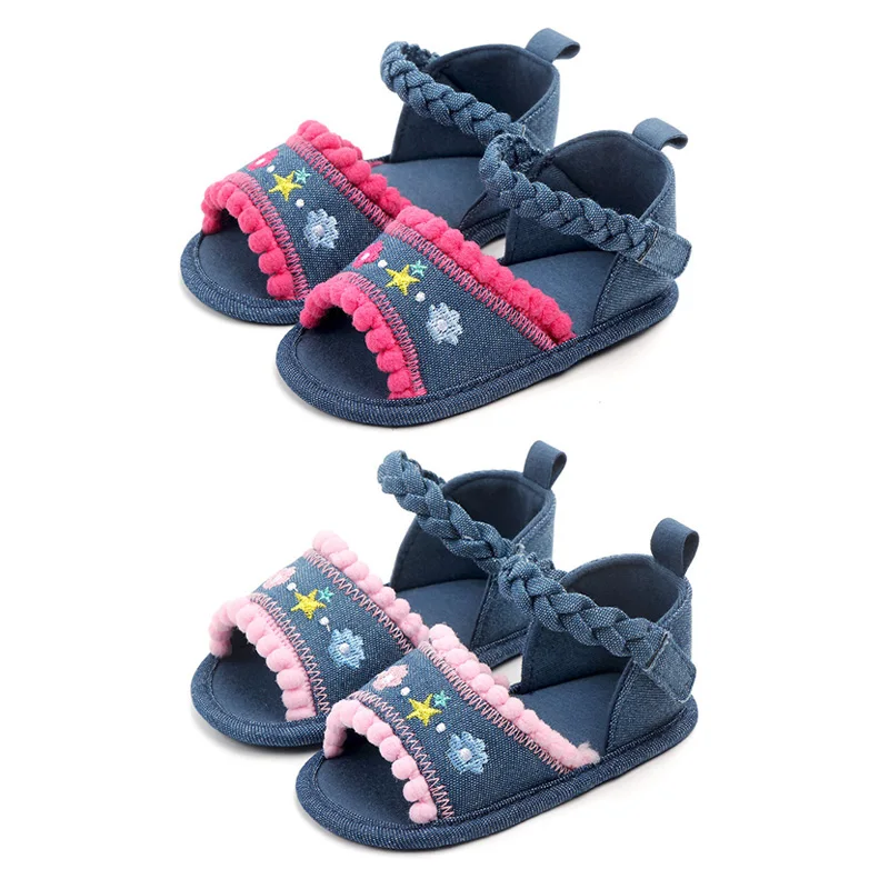 Сандалии для маленьких девочек летняя обувь хлопковые парусиновые сандалии с