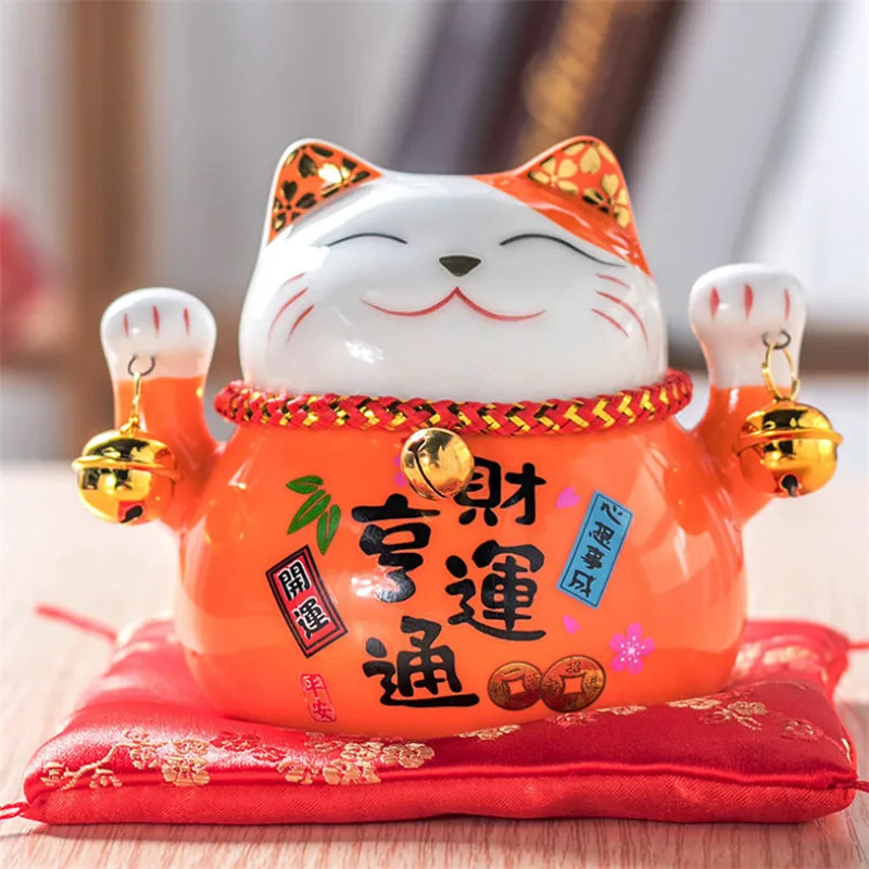 6 цветов 4,5 дюймов Maneki Neko фарфор Lucky Cat домашний декор копилка украшения Фортуна милый кот Копилка фэн шуй ремесло