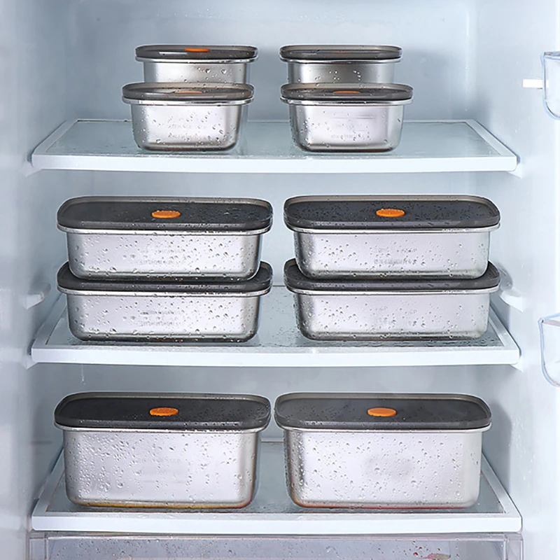 

Контейнер для хранения еды из нержавеющей стали, холодильник, герметичная коробка для свежести, Многофункциональный Семейный контейнер дл...