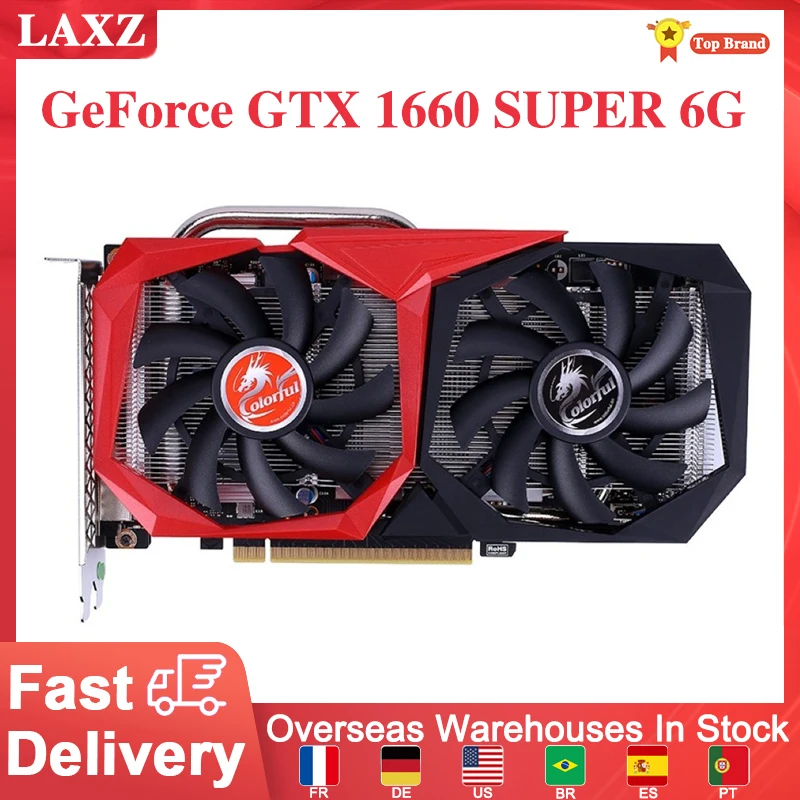 

Цветная видеокарта GTX1660S 6G TU116 12nm 1408 1530-1785 МГц 125 бит DP + HD + DVI Вт TDP игровой ПК NVIDIA Geforce видеокарта