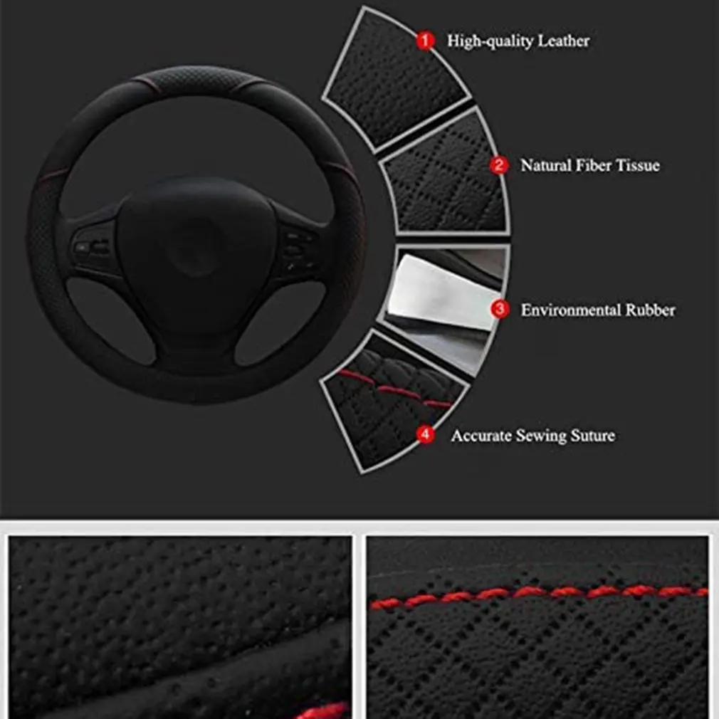 Four Seasons Generic Automobile Durable Grey Steering Wheel Cover Replaceable Accessories |