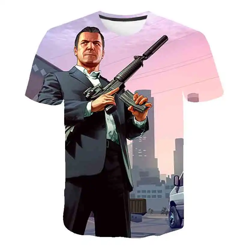 Футболка с принтом Grand Theft Auto Game Gta 4/5 Мужская/женская одежда 3D футболка коротким