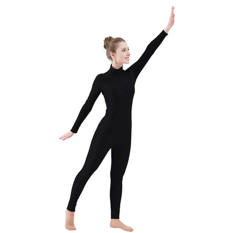 Женский балетный костюм Ensnovo спортивный с длинным рукавом и высоким воротником
