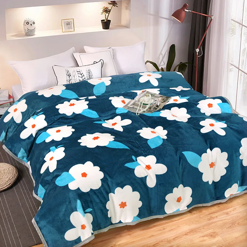 

Flannel Flower Printed Blanket Double-sided Thick Warm Soft Multifunctional Blanket High Quality Decorative Throw Blanket