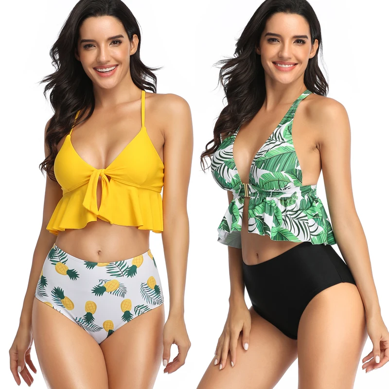 Сексуальное бикини с высокой талией нижнее и верхнее белье отдельные купальники
