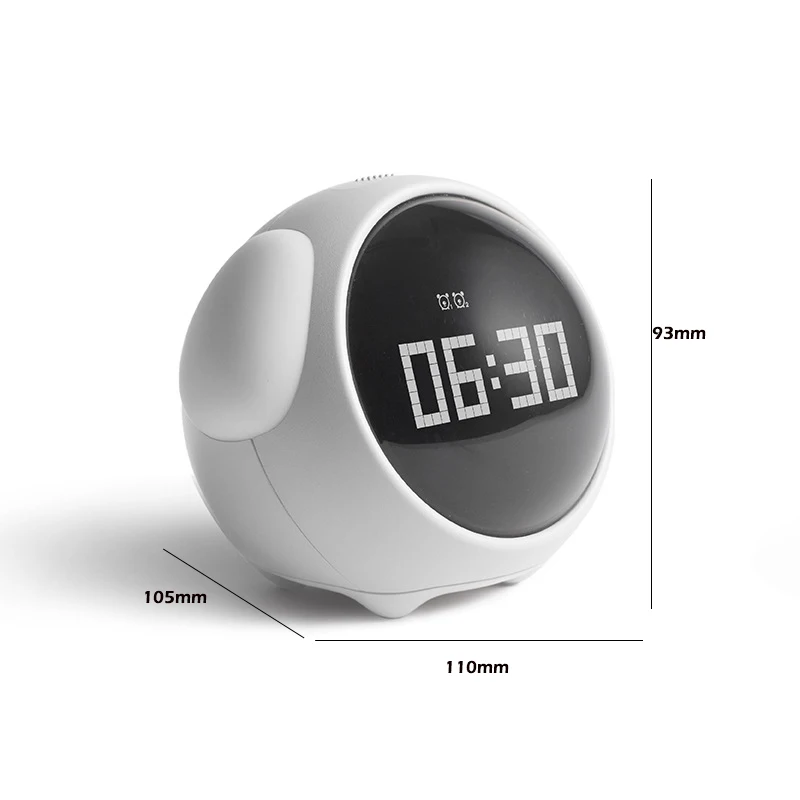 

Cute 4 Inch Kid Facial Expression Pixel Alarm Clock Multi Function Student Digital Led Night Wake Up Light Table Clock