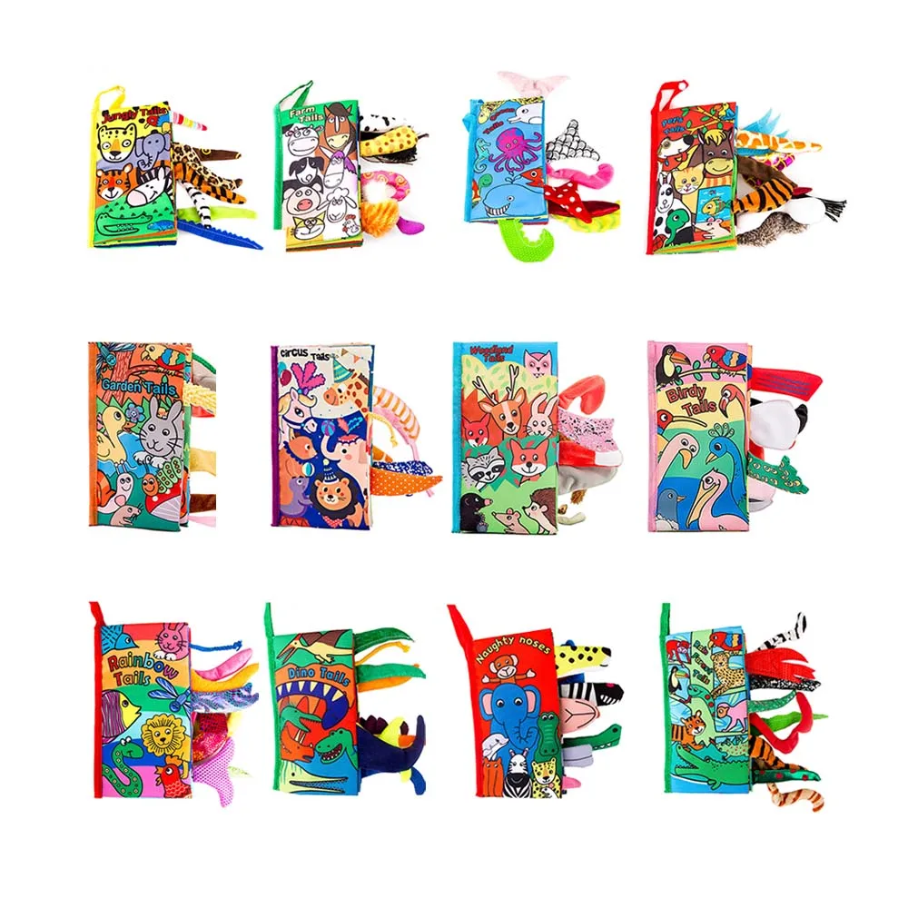 Детская тканевая книга Обучающие Игрушки для раннего развития с хвостами