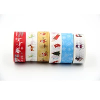 1pc 15mm5m merry christmas washi tapes santa claus snowman christmas stocking snowflakes reindeer masking decorative tapes