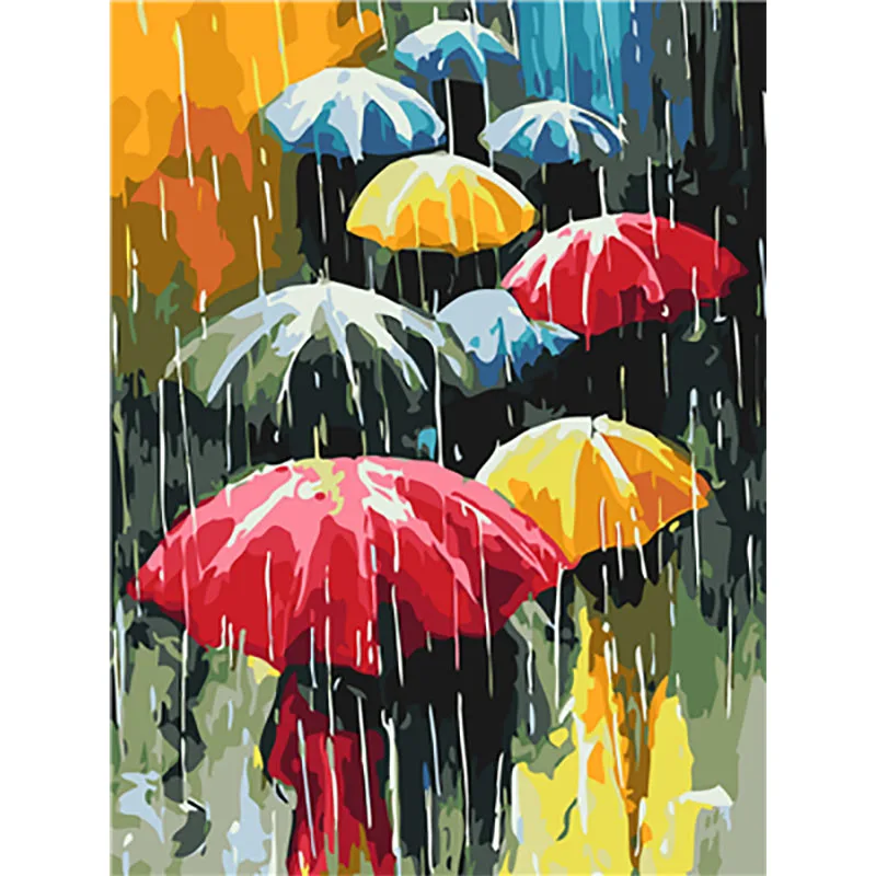 painting by numbers2 Влюбленные краски по номерам зонтик дождливый день Arcylic краски ing по номерам на холсте в рамке настенные картины искусство для гостиной - Цвет: painting by numbers2