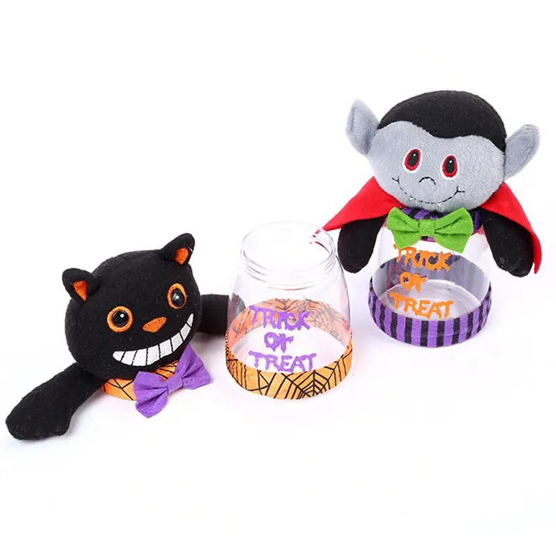Банка для конфет на Хэллоуин милый пластиковый контейнер с черной кошкой банки