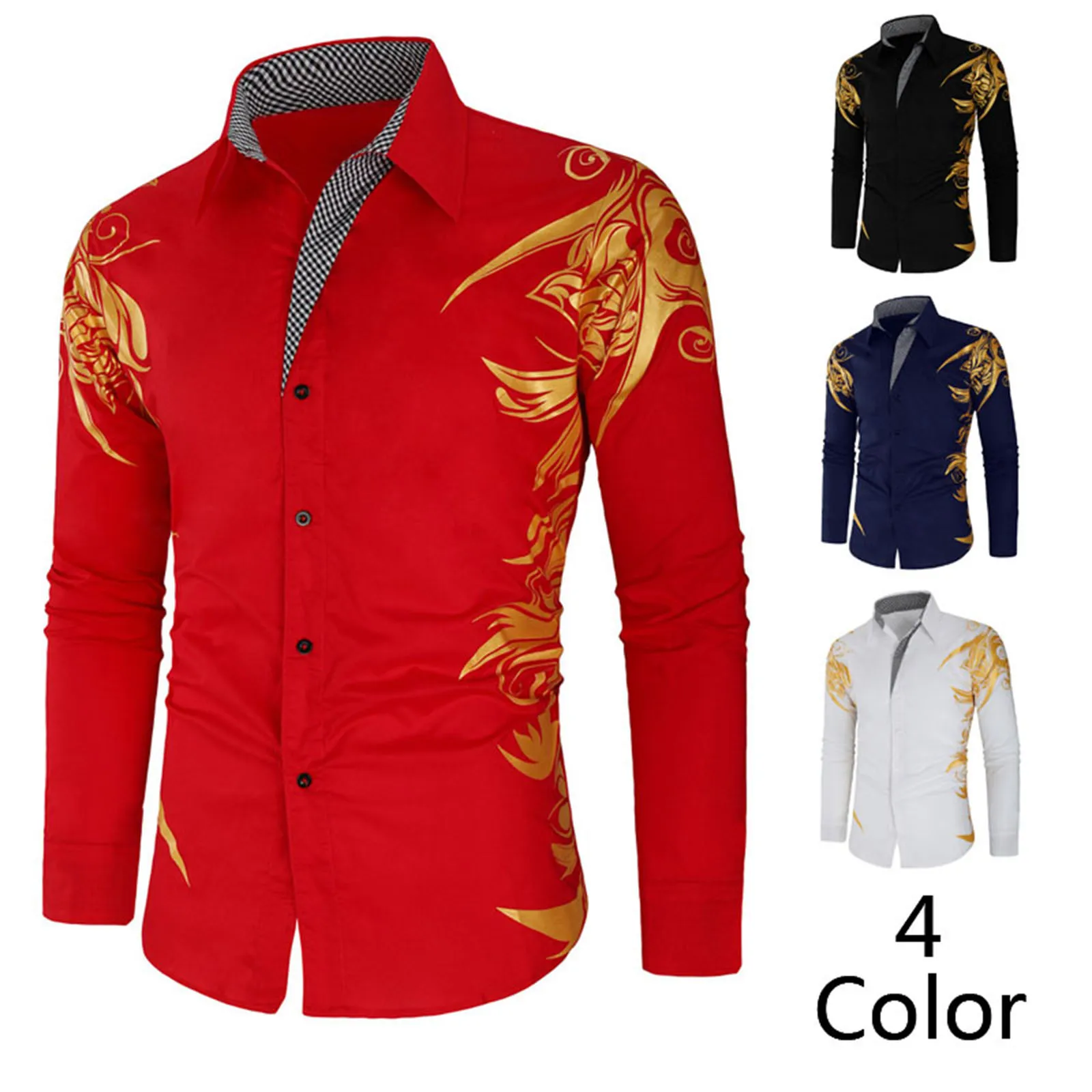 

Мужская рубашка с цветочным принтом, топы с отложным воротником и длинными рукавами для взрослых, пуловер для весны и осени