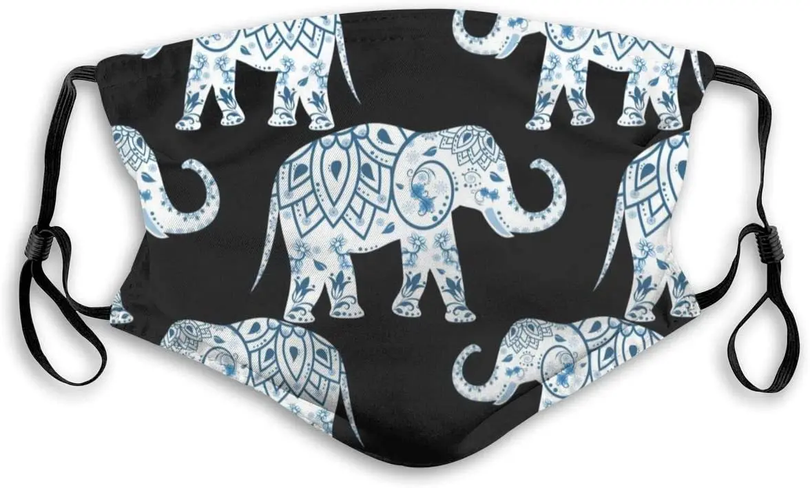 

Custom Elephant Pattern Background Washable Reusable Dust Filter And Reusable Mouth Windproof Cotton Face For Adults And Teens