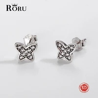 925 sterling silver earrings zircon butterfly womens stud earrings luxury sweet silver ear jewelry fine gift