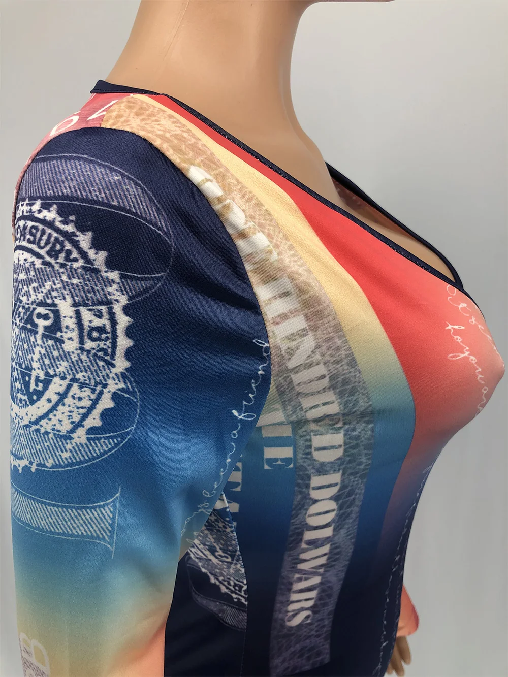 

Money Print Mini Dress Fashion Design Flare Full Bodycon Dress V Neck Dresses Plus Size Sexy S-4XL Harajuku Party Bandage Dress