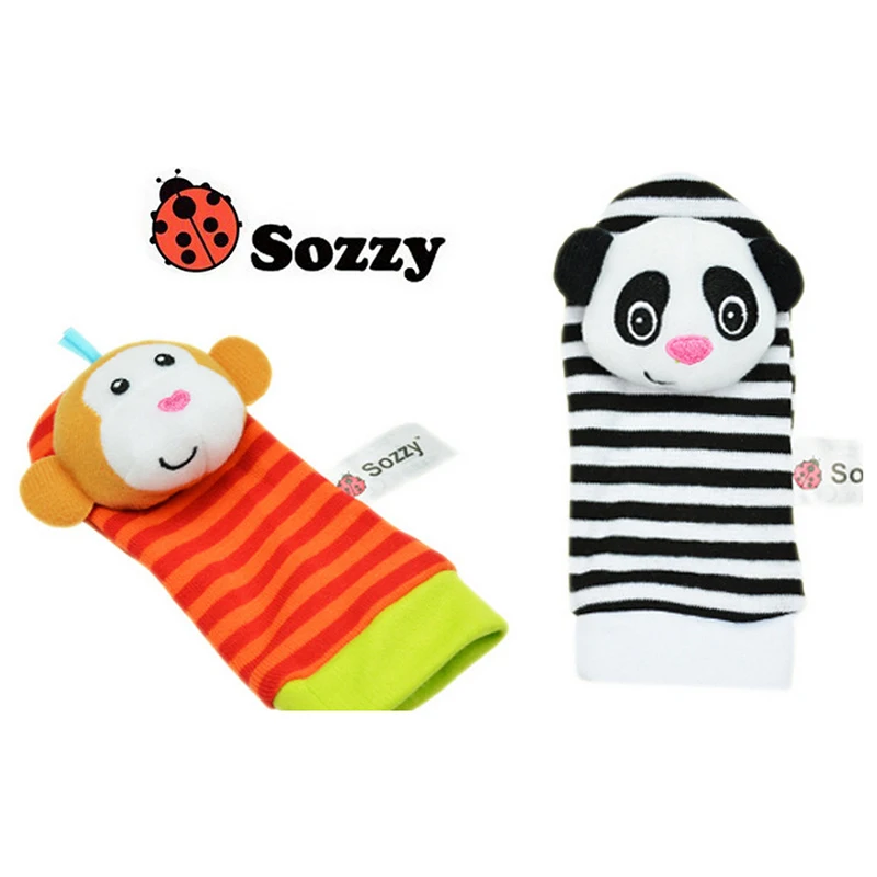 

Infant Baby Kids Socks Rattle Toys Wrist Rattle And Foot Socks 0-12Months Infant Wristbands Soft Handbells Toy Dropshipping