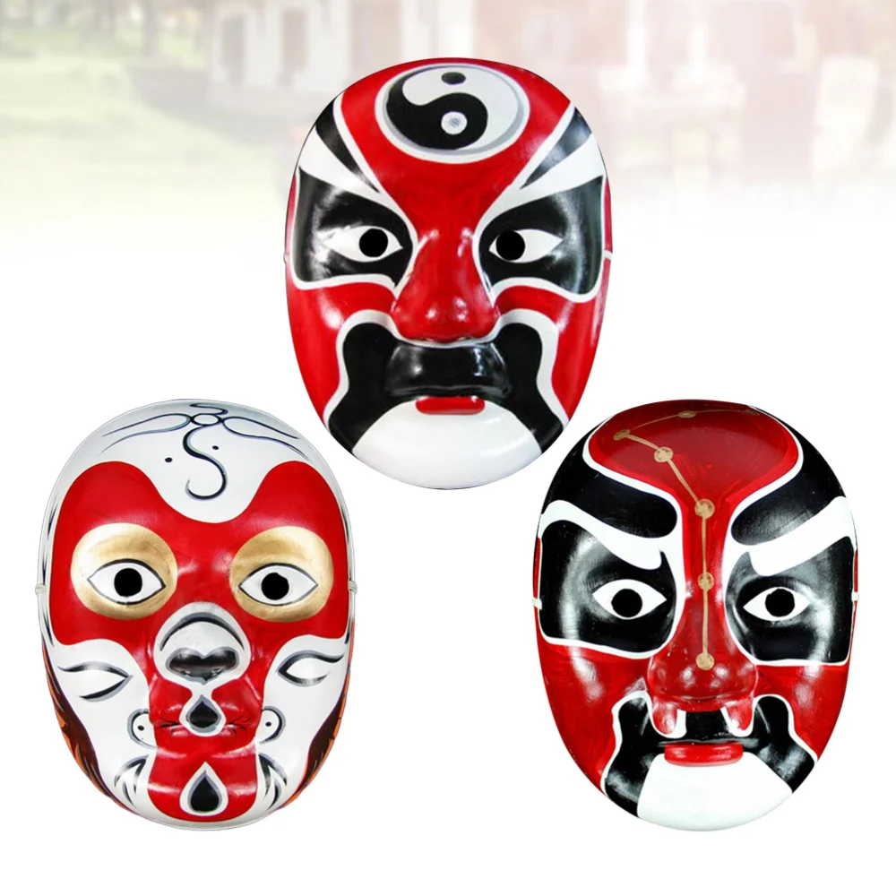 

3pcs Opera Mask Wall Hanging Pendant Hand-painted Stereo Hanging Wall Decoration Classical Opera Mask (Style Random)