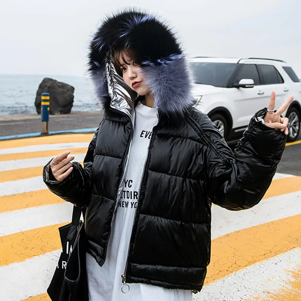Новинка 2020 куртка с меховым воротником пуховик капюшоном для женщин новое зимнее