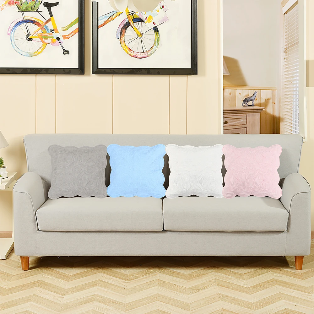 

Solid Quilted Pillow Cover for Couch Sofa Soft 18inch Square Pillow Case for Home Office DOM1071817