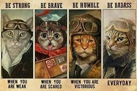 be strong be brave be humble cat retro tin sign bathroom decoration for bars restaurants cafes and bars 8x12 inches new